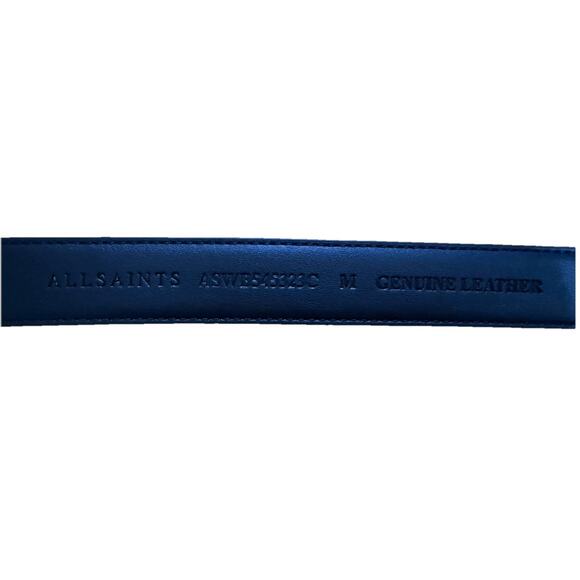 NWT ALL SAINTS Women’s Triple Metal Keeper Genuine Leather Black Belt Size 25MM main image 5